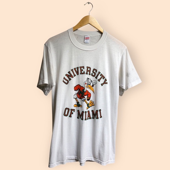 Vintage Other - Vintage 70s 80s University of Miami Hurricanes T-shirt Soffe Shirts USA Adult L